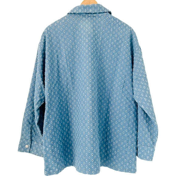 PETAL DEW Denim Button Down Shirt in Light Wash Blue Size S - Picture 4 of 6